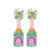 Champagne Bottle Earrings - Pink and Green