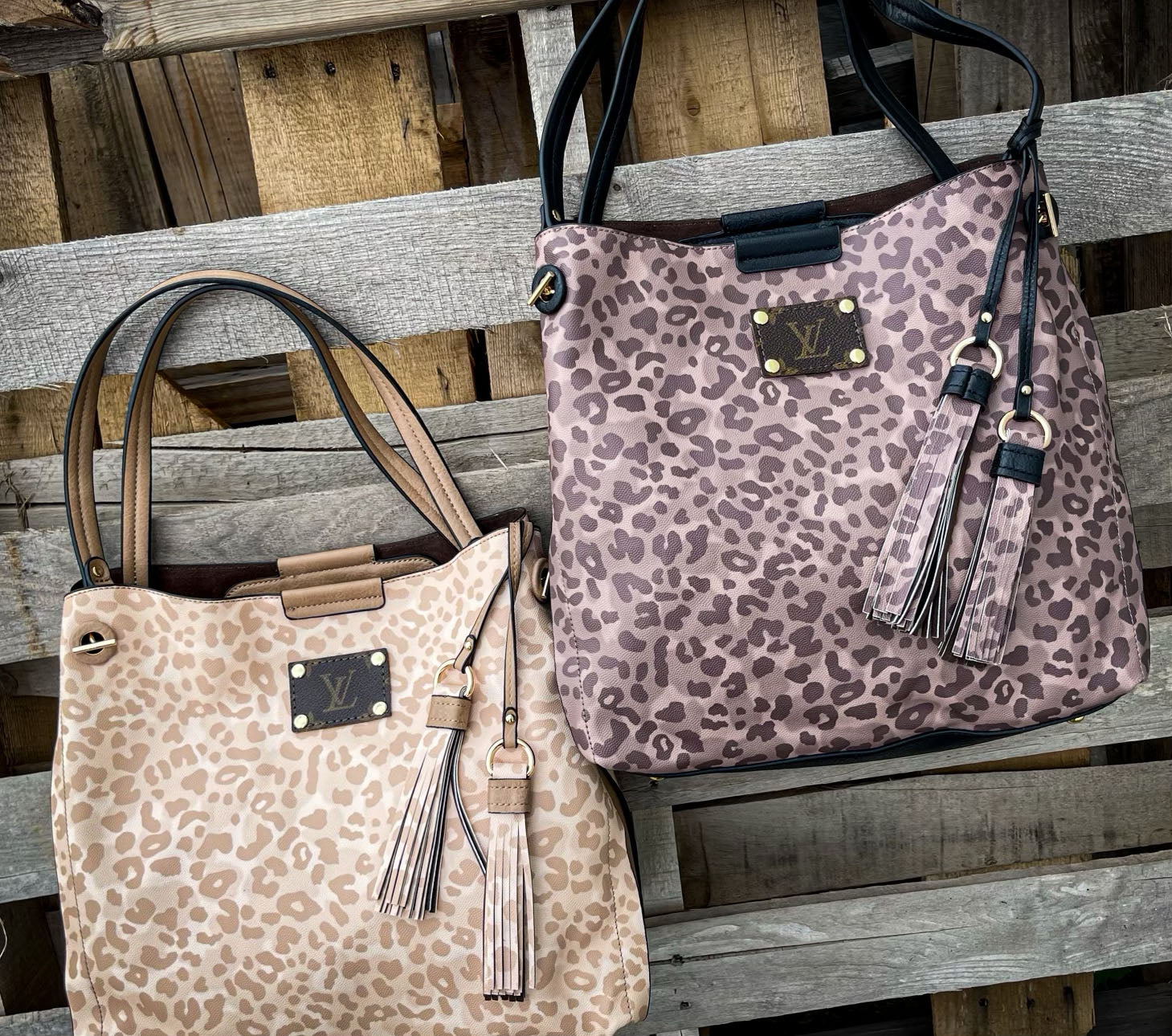 Upcycled LV Two Tone Leopard Tassel Shoulder Bag – Anagails