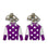 Derby Jersey Silk Earrings -  White with Purple Dots
